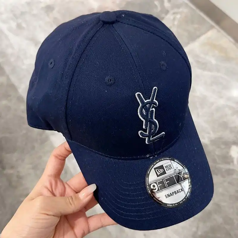 Cheap Saint Laurent x New Era Cassandre Cap In Canvas Navy Blue 0129