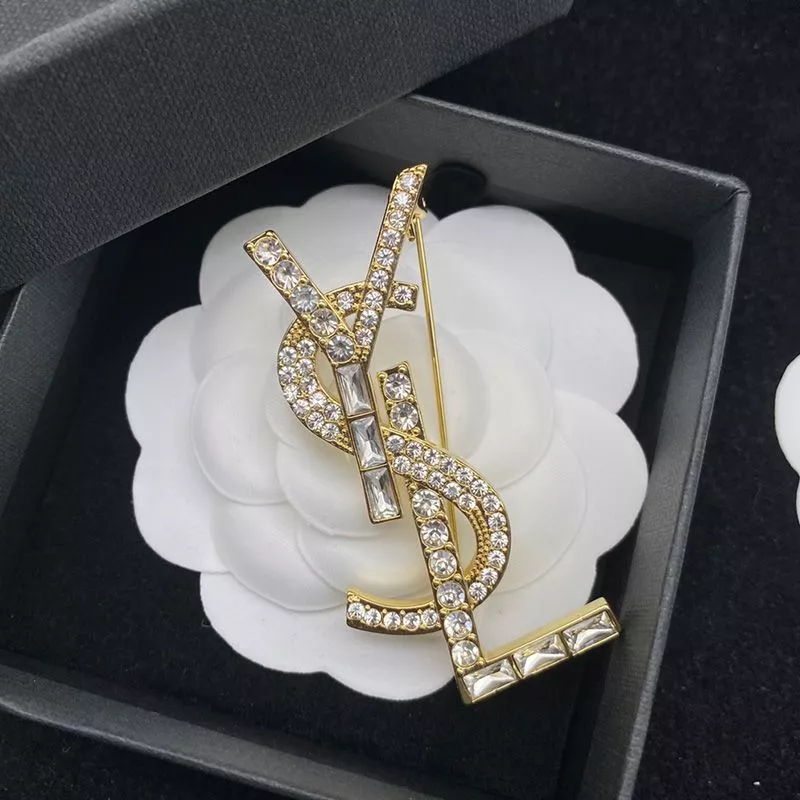 Cheap Saint Laurent Opyum Brooch In Metal, Crystal and Rhinestones Gold 0117