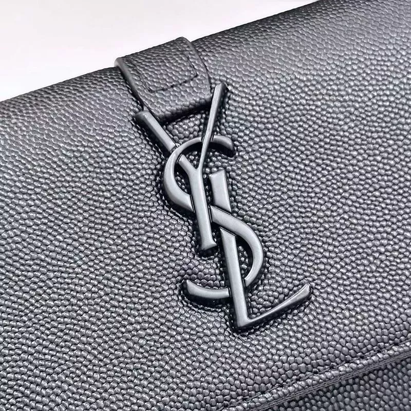 Cheap Saint Laurent Large Line Bifold Wallet In Grained Leather Black 0118