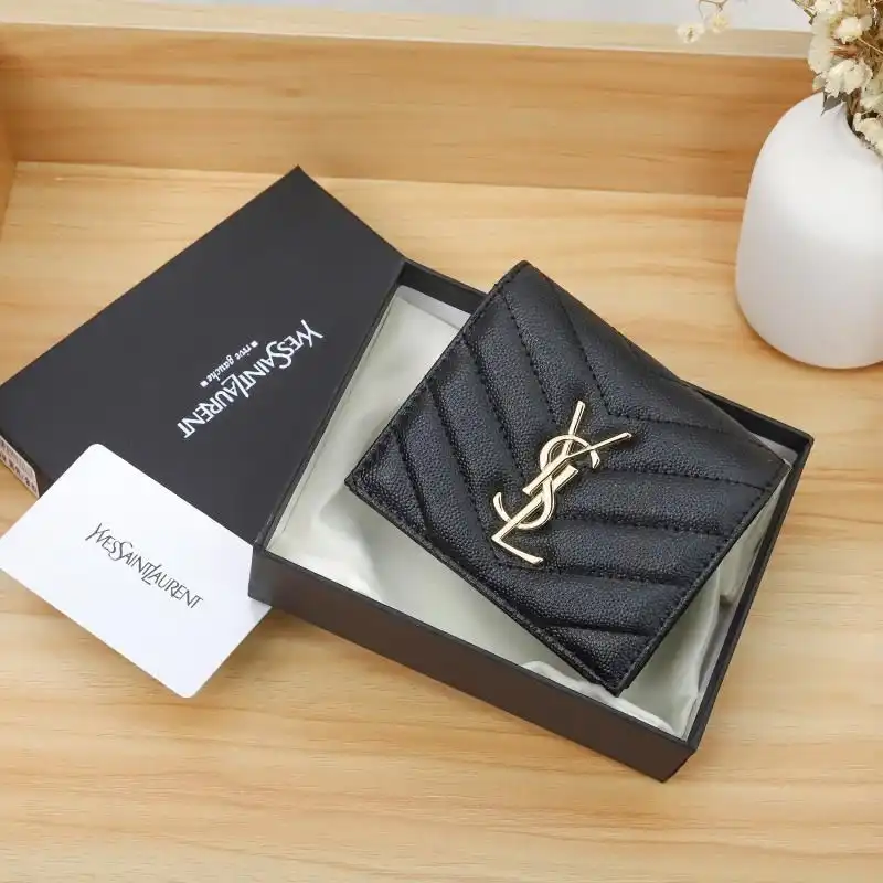 Cheap Saint Laurent Monogram Flap Card Case In Grained Matelasse Leather Black Gold 0131