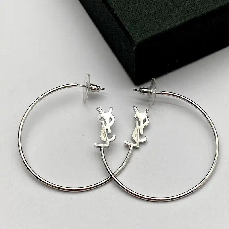 Cheap Saint Laurent Opyum Hoop Earrings In Metal Silver 0122