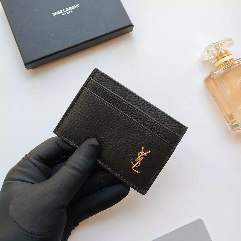 Cheap Saint Laurent Tiny Monogram Card Case In Grained Leather Black Gold 0118