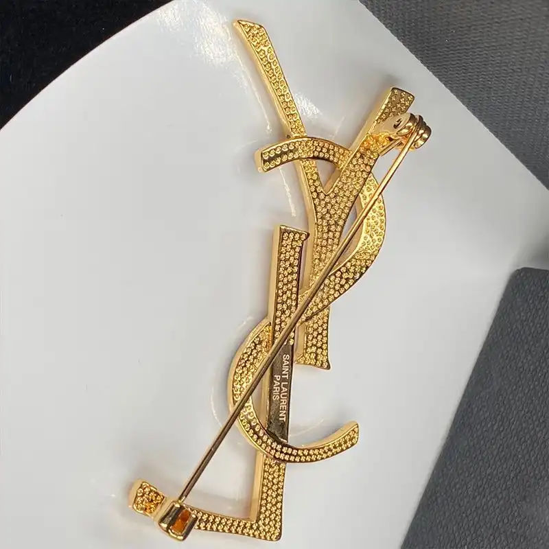 Cheap Saint Laurent Opyum Brooch In Bamboo Metal and Enamel Gold 0122