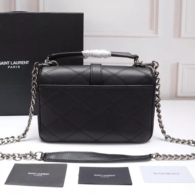 Cheap Saint Laurent Medium Classic College Chain Bag In Diamond Matelasse Leather Black Silver 0115