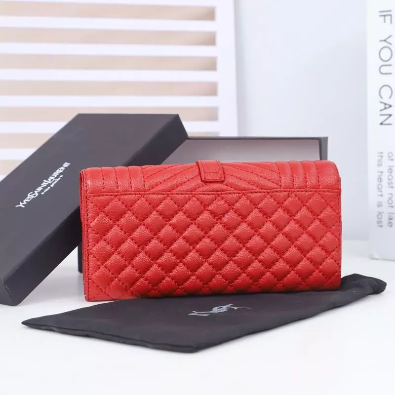 Cheap Saint Laurent Large Envelope Flap Wallet In Mixed Grained Matelasse Leather Red Gold 0118