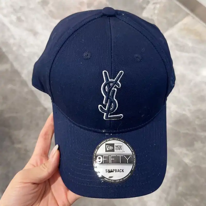 Cheap Saint Laurent x New Era Cassandre Cap In Canvas Navy Blue 0129