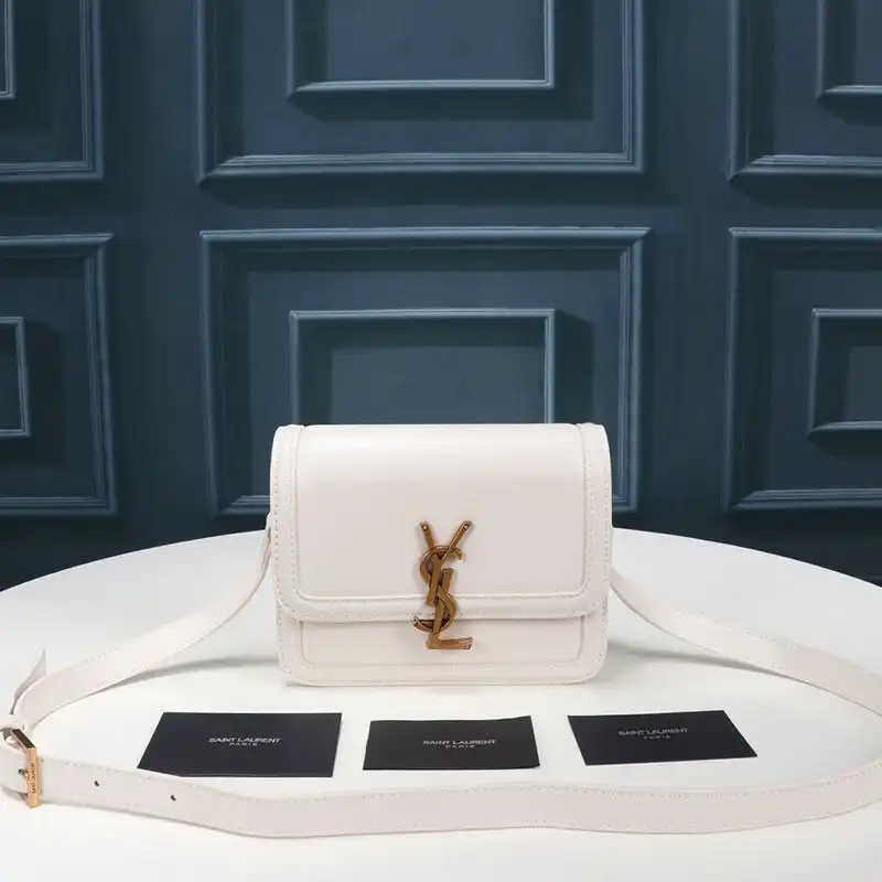 Cheap Saint Laurent Small Solferino Satchel In Box Leather White Gold 0123