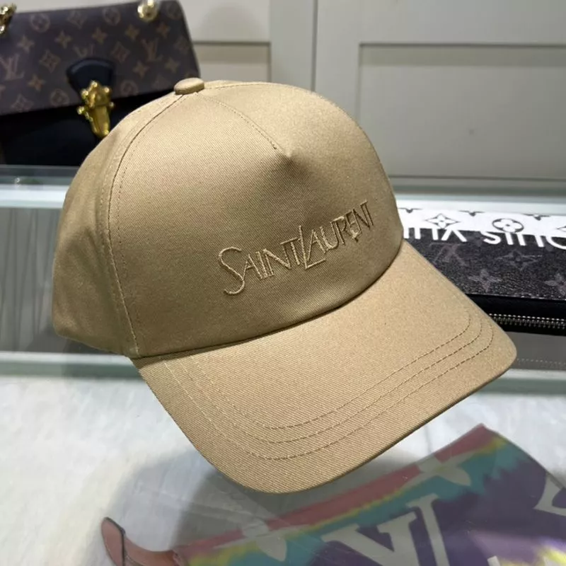 Cheap Saint Laurent Baseball Cap In Gabardine with Logo Embroidery Khaki 0119