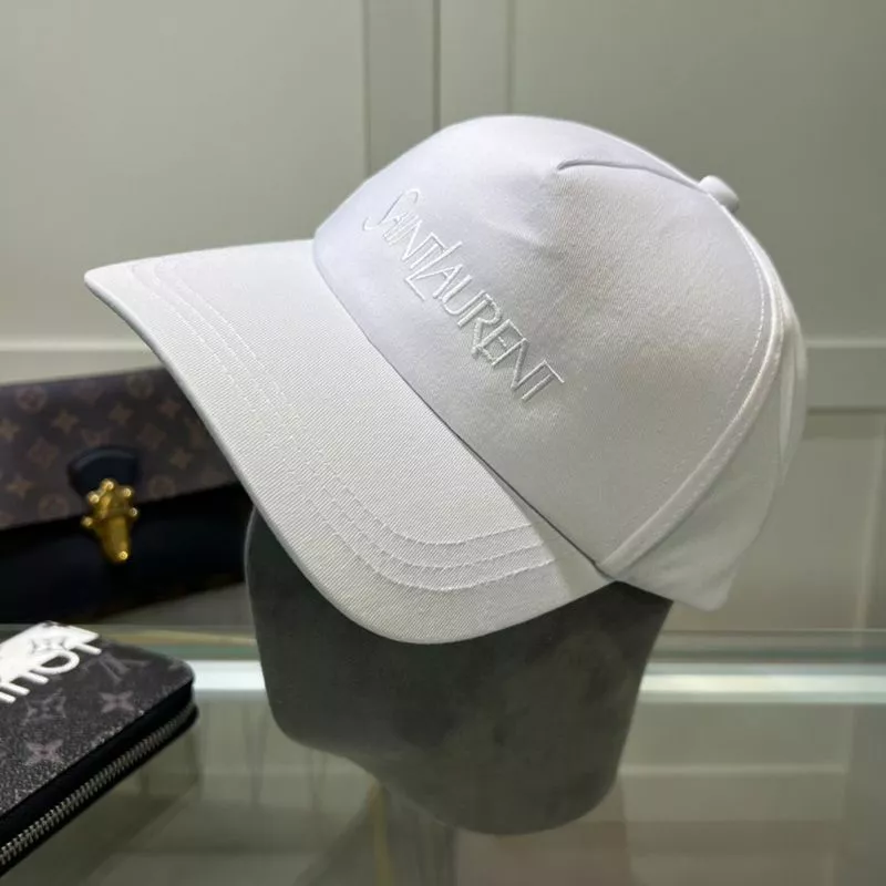 Cheap Saint Laurent Baseball Cap In Gabardine with Logo Embroidery White 0119