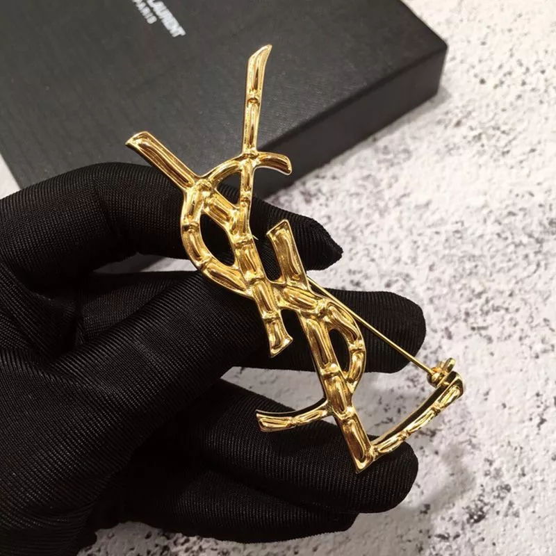 Cheap Saint Laurent Opyum Brooch In Bamboo Metal Gold 0116