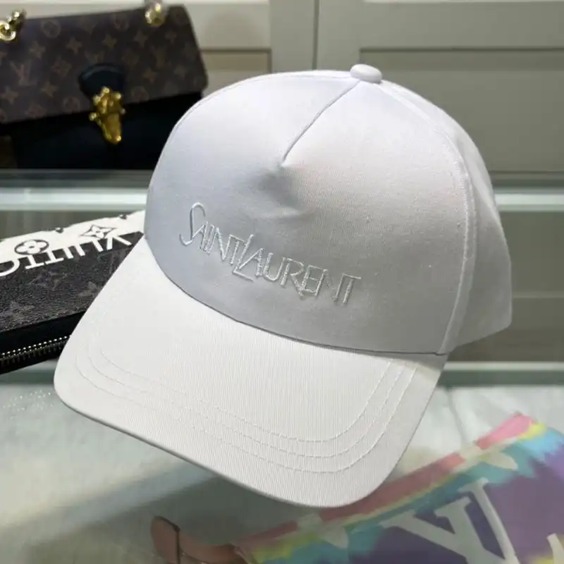 Cheap Saint Laurent Baseball Cap In Gabardine with Logo Embroidery White 0127