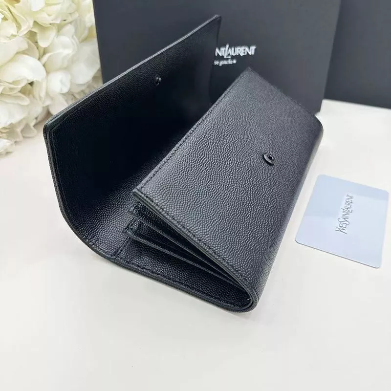 Cheap Saint Laurent Large Line Bifold Wallet In Grained Leather Black 0118