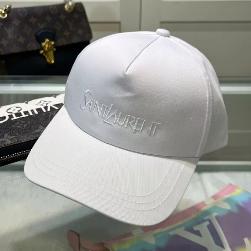 Cheap Saint Laurent Baseball Cap In Gabardine with Logo Embroidery White 0119