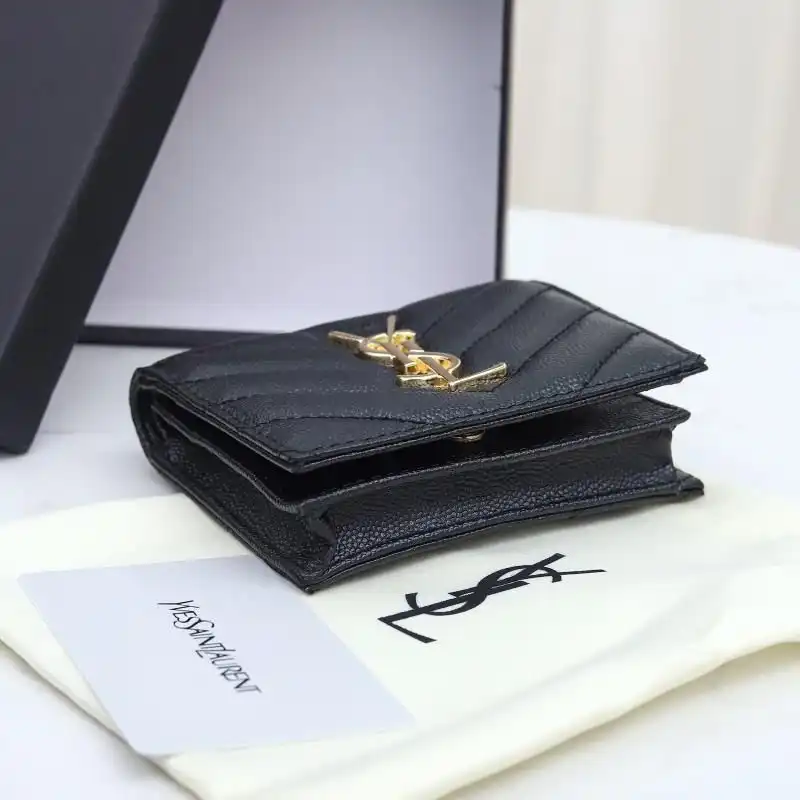 Cheap Saint Laurent Monogram Flap Card Case In Grained Matelasse Leather Black Gold 0131