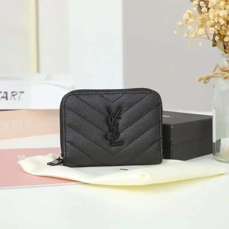 Cheap Saint Laurent Small Monogram Zip Around Wallet In Grained Matelasse Leather Black 0131