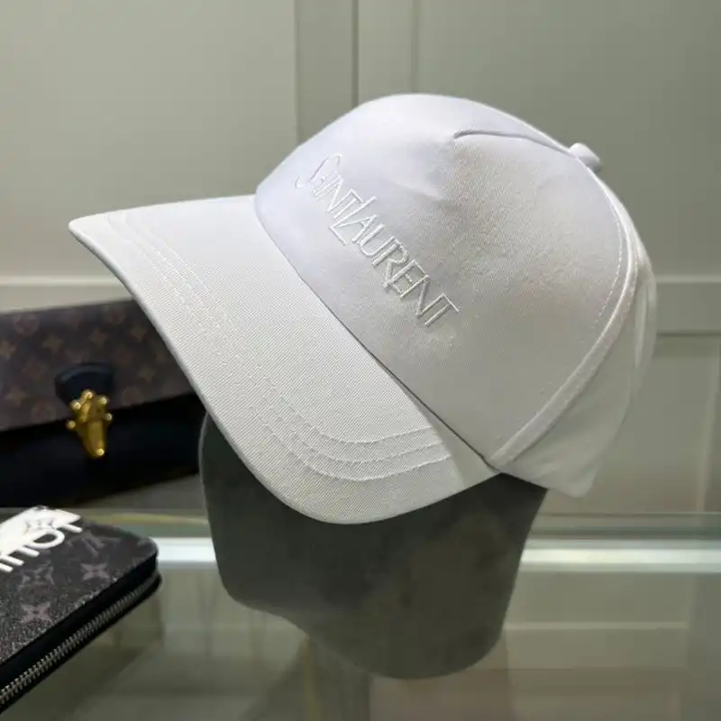 Cheap Saint Laurent Baseball Cap In Gabardine with Logo Embroidery White 0127