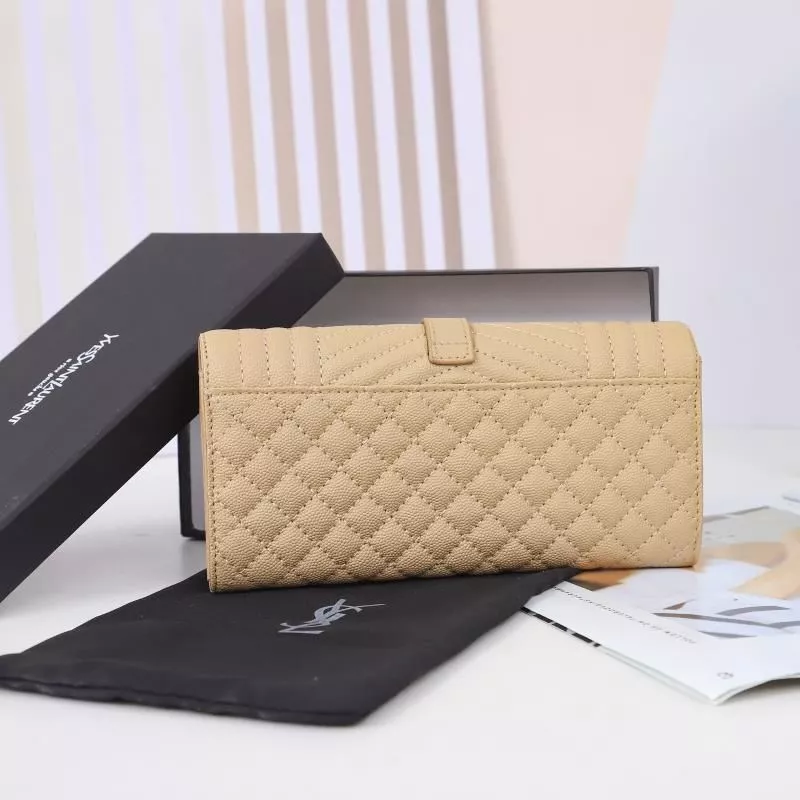 Cheap Saint Laurent Large Envelope Flap Wallet In Mixed Grained Matelasse Leather Apricot Gold 0118