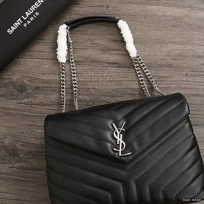 Cheap In Silver Saint Laurent Y Matelasse Medium Chain Leather Loulou Bag Black 0213