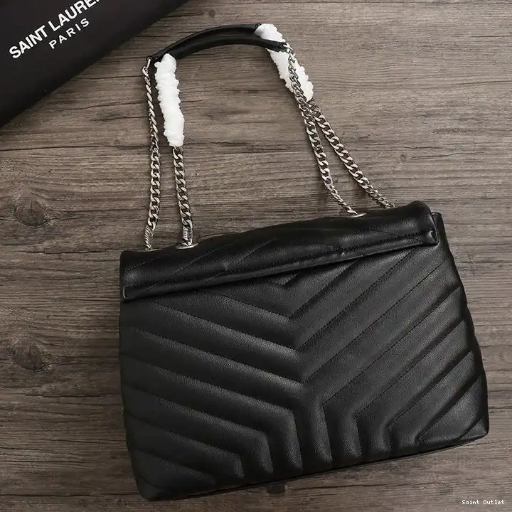 Cheap In Silver Saint Laurent Y Matelasse Medium Chain Leather Loulou Bag Black 0213