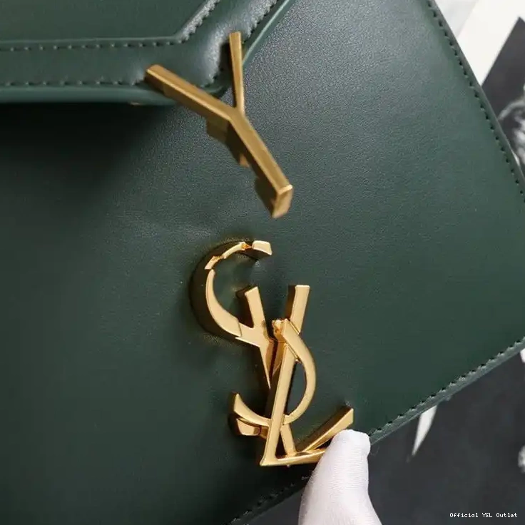 Cheap In Gold Green Leather Bag Clasp Saint Smooth Laurent Cassandra 0212