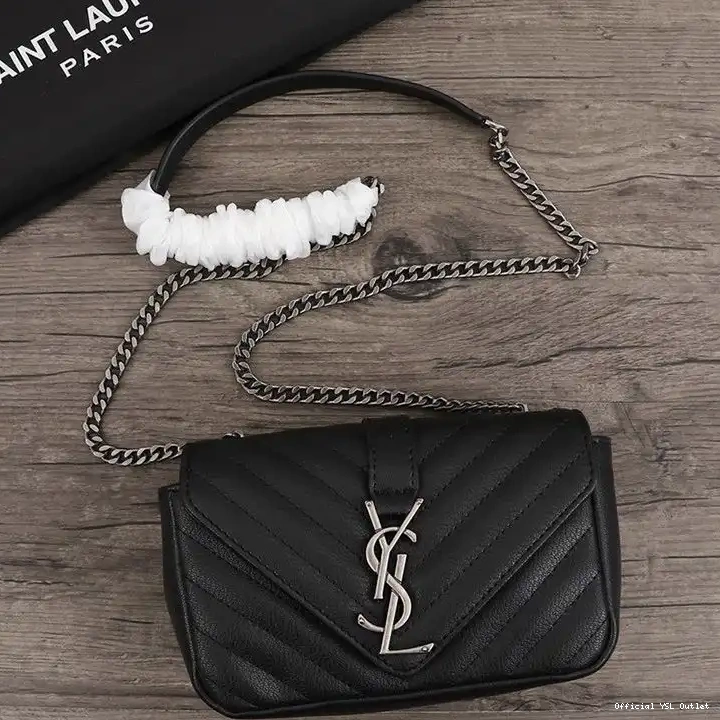 Cheap Matelasse Bag Silver Chain In Mini Saint Laurent Black Envelope Leather 0217