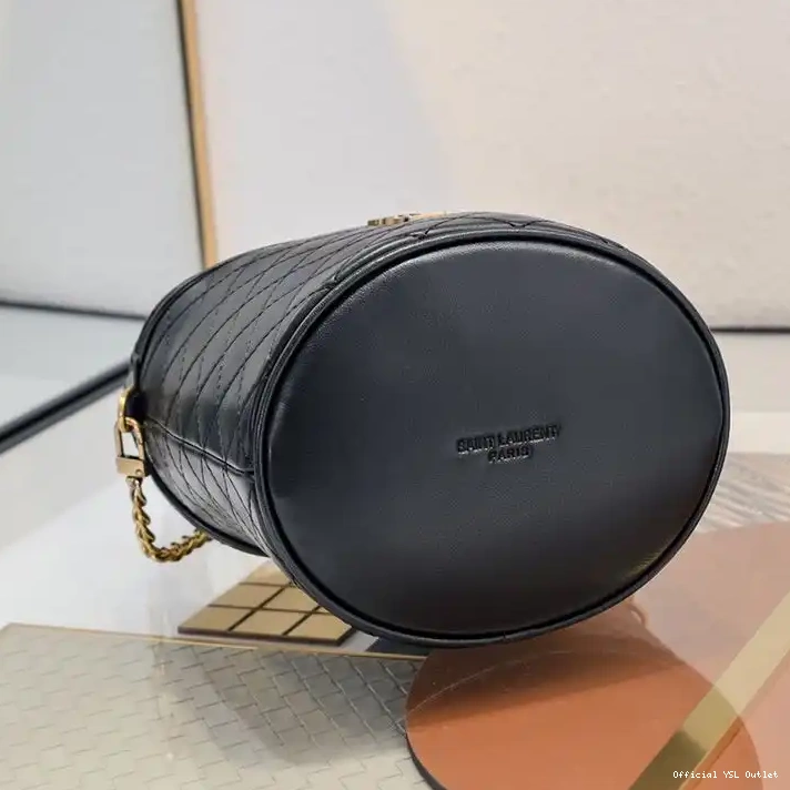 Cheap In Bucket Saint Gold Laurent Lambskin Black Bag Gaby 0215