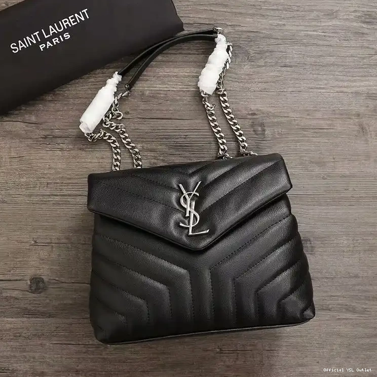 Cheap Black Matelasse Leather Small Chain In Silver Y Saint Laurent Loulou Bag 0209