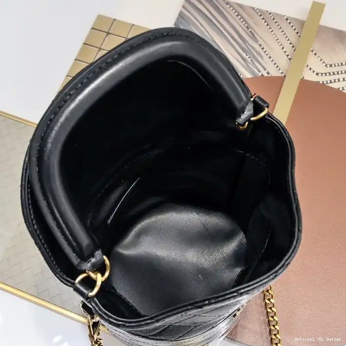 Cheap In Bucket Saint Gold Laurent Lambskin Black Bag Gaby 0215