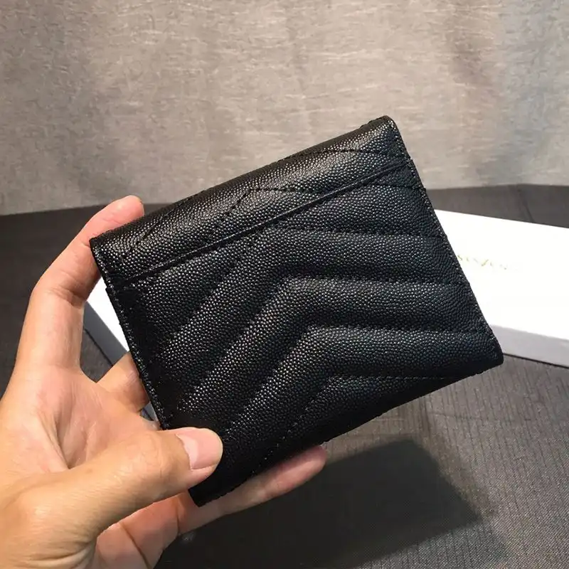 Cheap Saint Laurent Small Envelope Trifold Wallet In Grained Matelasse Leather Black Gold 0202