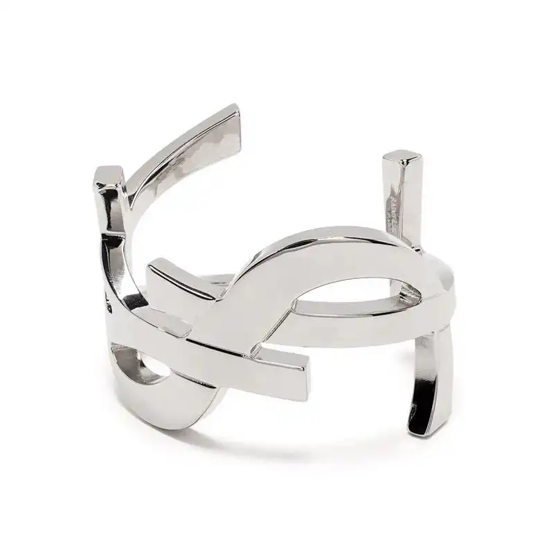 Cheap Saint Laurent Opyum Twist Cuff Bracelet In Metal Silver 0205