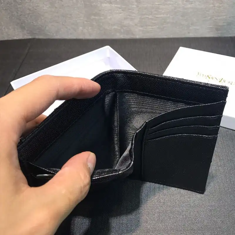 Cheap Saint Laurent Small Envelope Trifold Wallet In Grained Matelasse Leather Black Gold 0202