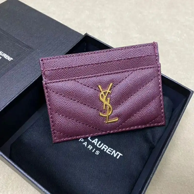 Cheap Saint Laurent Monogram Card Case In Grained Matelasse Leather Purple Gold 0202