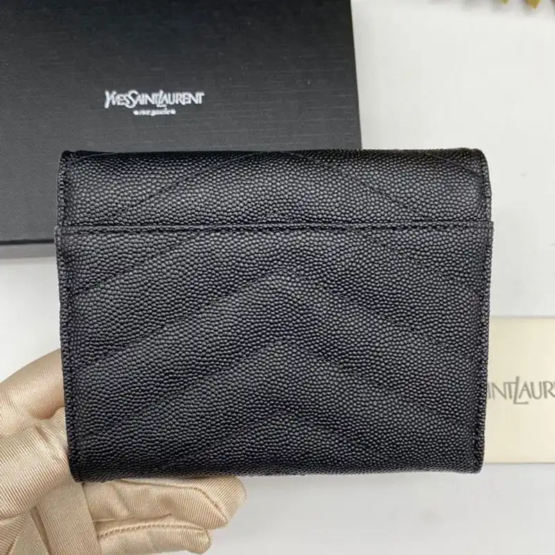 Cheap Saint Laurent Monogram Trifold Card Case In Grained Matelasse Leather Black 0202