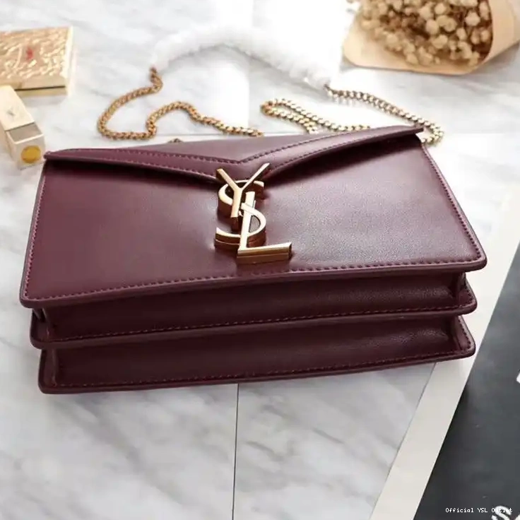 Cheap Smooth In Laurent Gold Bag Clasp Burgundy Leather Cassandra Saint 0208