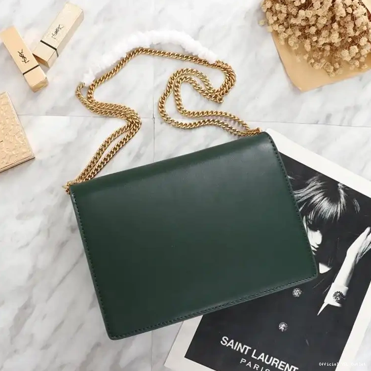 Cheap In Gold Green Leather Bag Clasp Saint Smooth Laurent Cassandra 0212