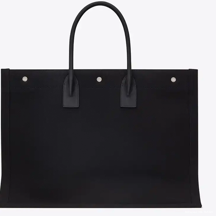 Cheap Tote Rive Gauche Saint Black Linen Leather In And Laurent 0215