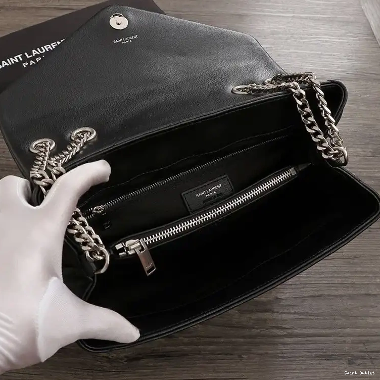 Cheap In Silver Saint Laurent Y Matelasse Medium Chain Leather Loulou Bag Black 0213