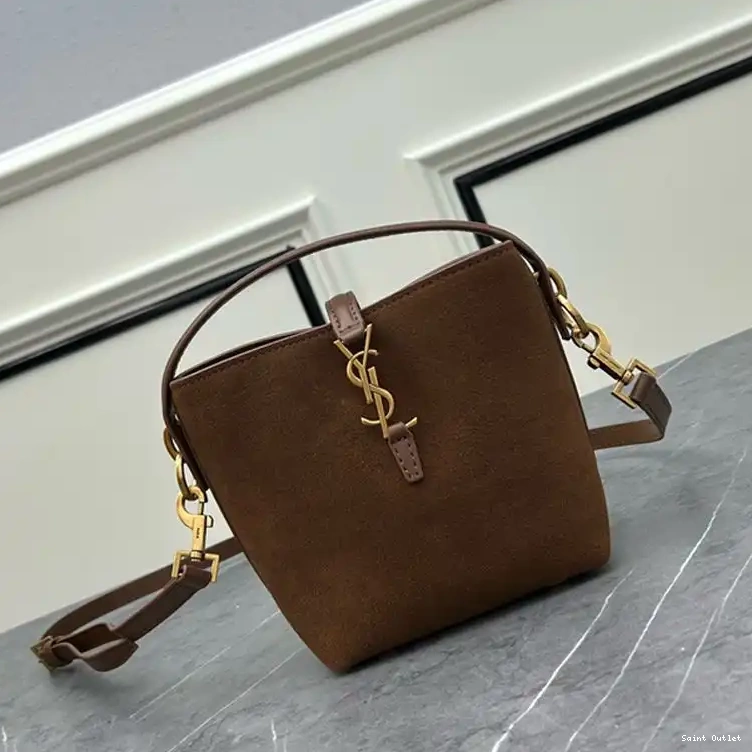 Cheap Suede Brown Saint Laurent Mini In Le Bucket Bag 37 0213