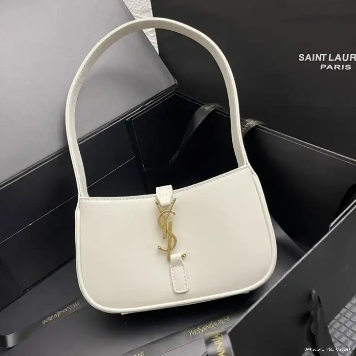 Cheap Smooth Mini A Le Leather 5 Saint Hobo White 7 In Gold Laurent Bag 0215