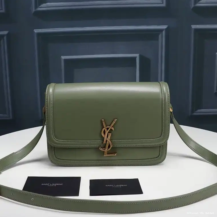 Cheap Satchel Gold Solferino Leather Box In Green Saint Laurent Medium 0212