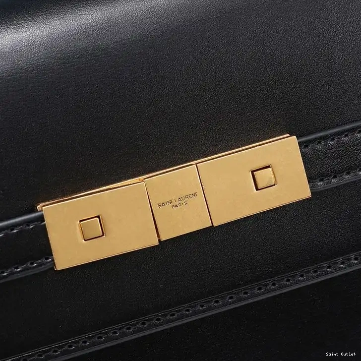 Cheap Black Bag Shoulder Leather In Saint Smooth Laurent Manhattan Gold 0213