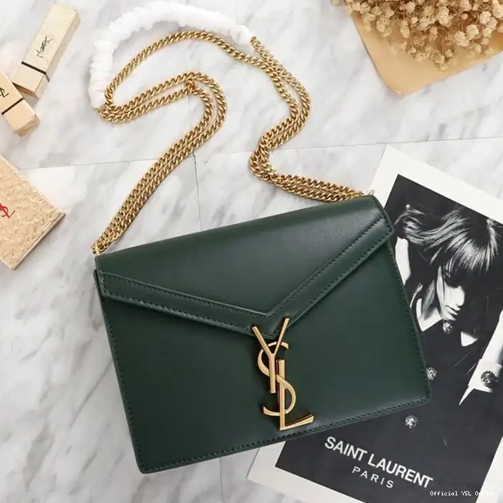 Cheap In Gold Green Leather Bag Clasp Saint Smooth Laurent Cassandra 0212