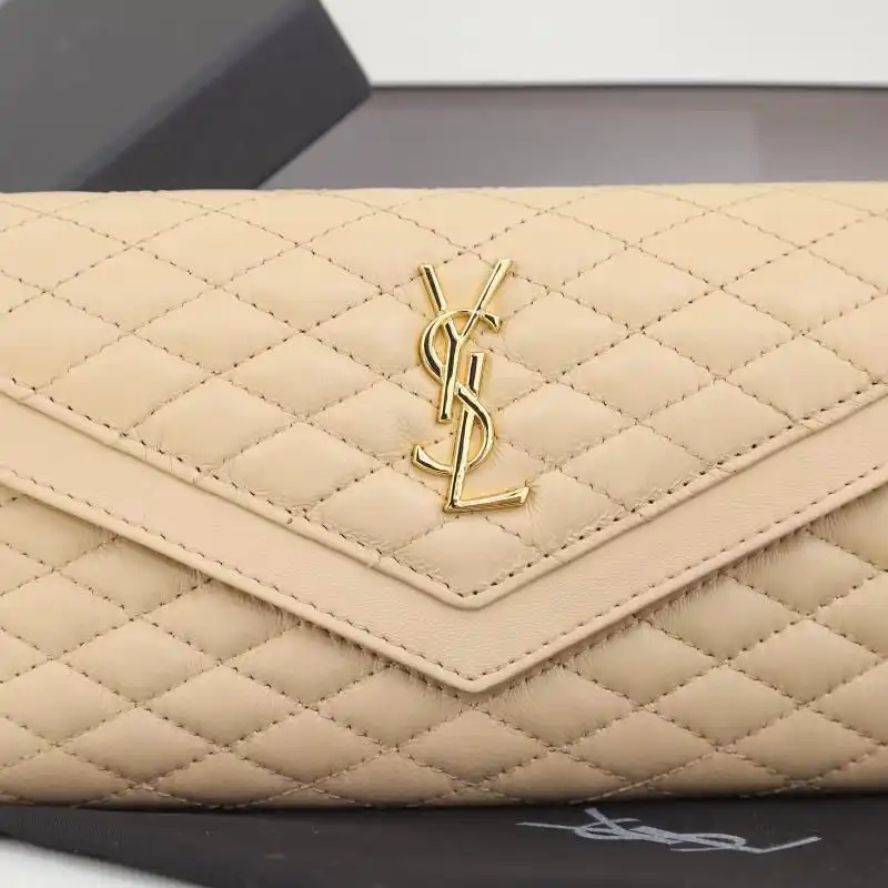 Cheap Saint Laurent Large Gaby Flap Wallet In Quilted Lambskin Apricot Gold 0201